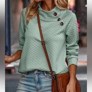 SHEIN Quilted Button-Detail Popover Jacket